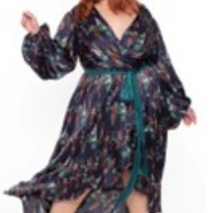 CURVYSENSE PLUS SIZE DELPHINE PRINTED HI-LOW DRESS